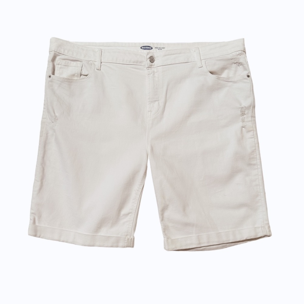 Old Navy Distressed Cuffed Bermuda Stretch Jean Shorts